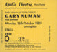 Gary Numan The Fury Tour '85 & Ticket Stub UK book