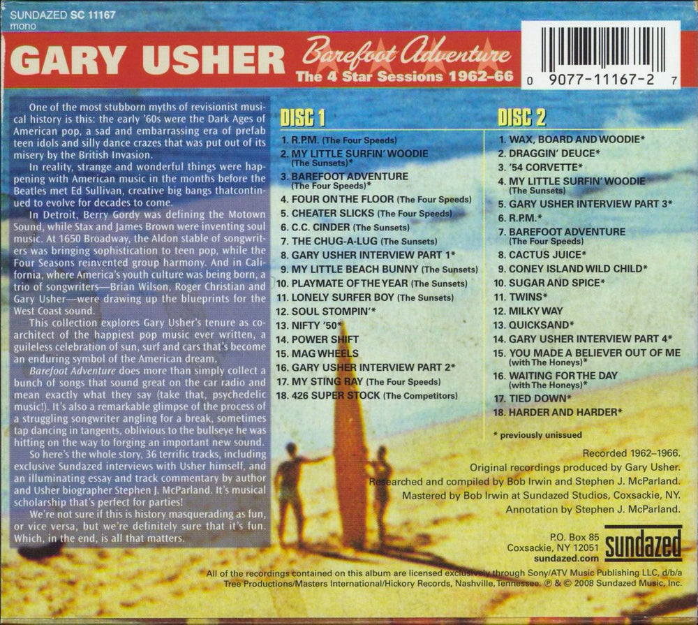Gary Usher Barefoot Adventure: The 4 Star Sessions 1962-66 US 2 CD album set (Double CD)