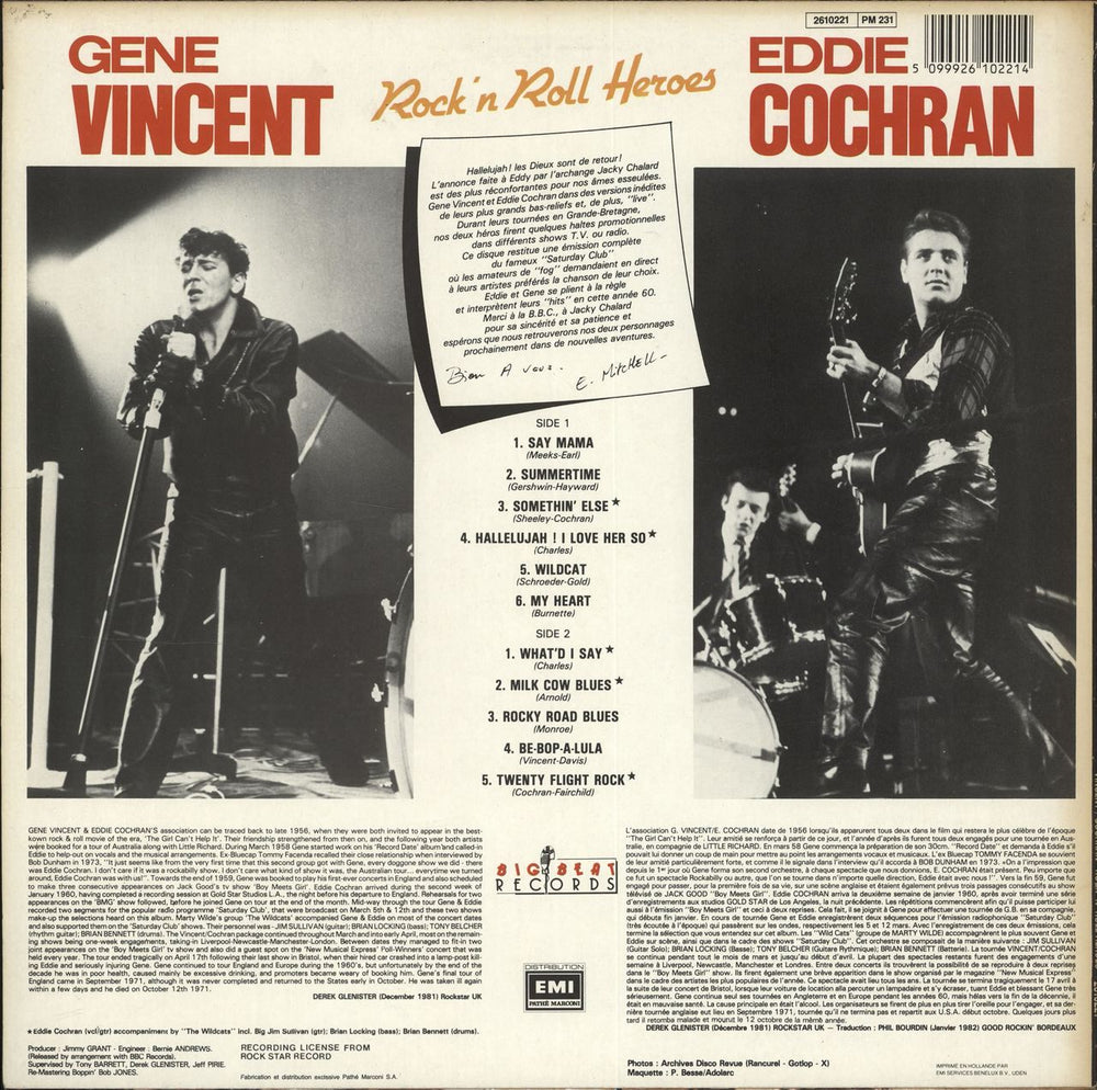 Gene Vincent Rock 'N Roll Heroes French vinyl LP album (LP record)