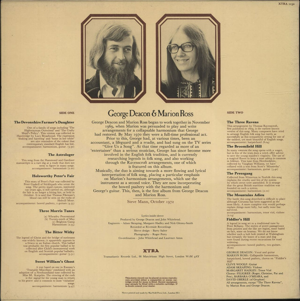 George Deacon & Marion Ross Sweet William's Ghost UK vinyl LP album (LP record)