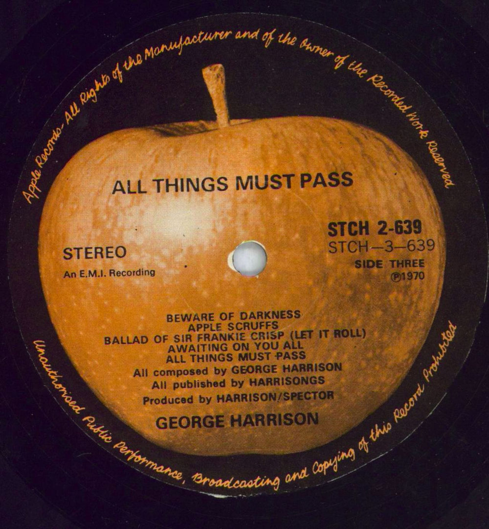 George Harrison All Things Must Pass - 1st - EX Australian 3-LP vinyl record set (Triple LP Album) 1970