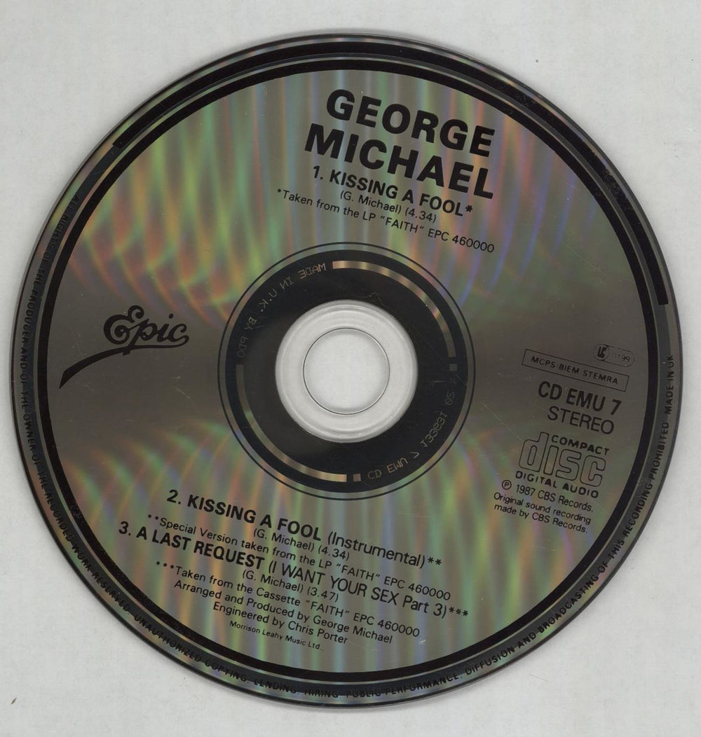 George Michael Kissing A Fool UK CD single (CD5 / 5") 5099765304923