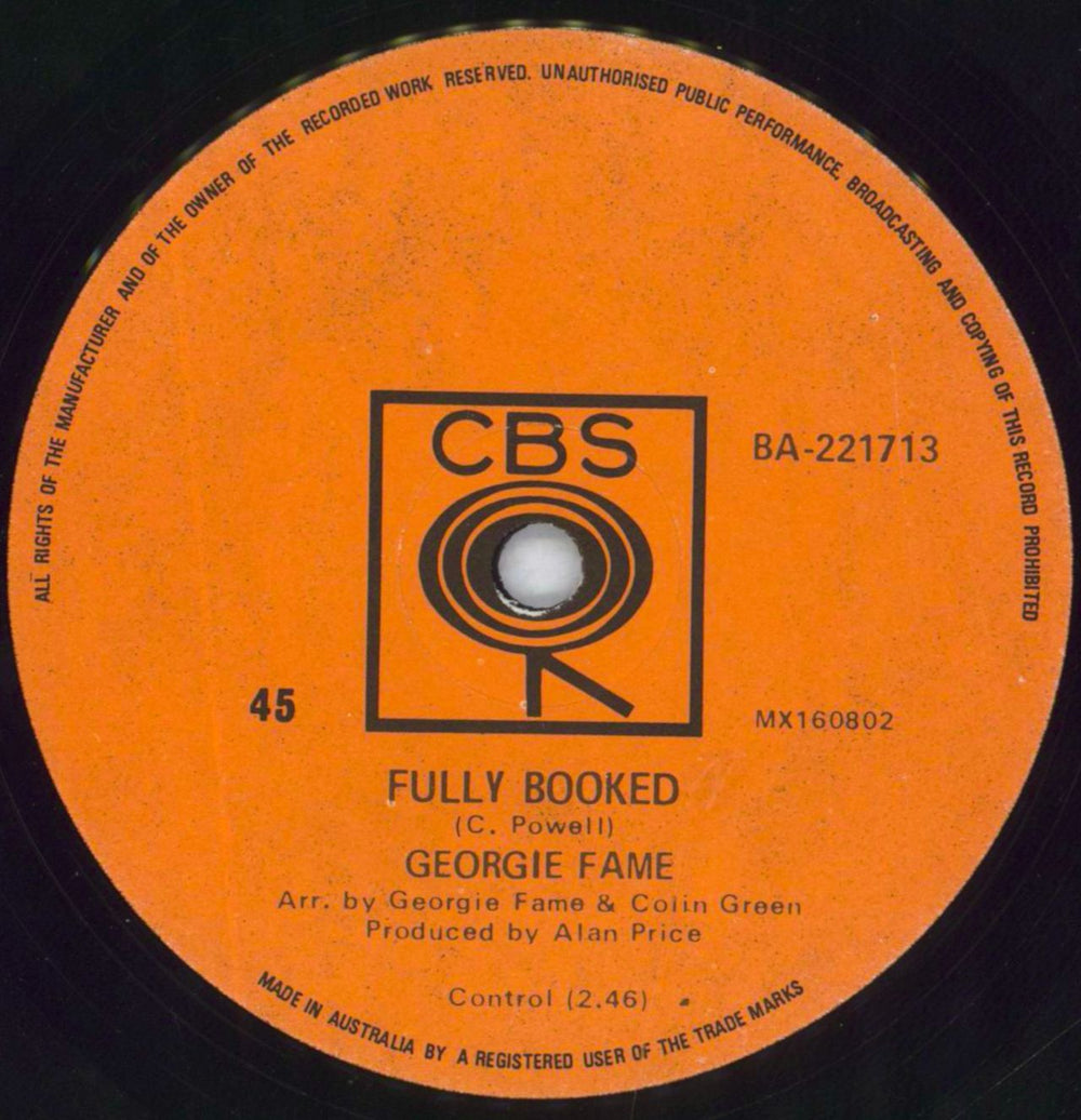 Georgie Fame Seventh Son - Solid Australian Promo 7" vinyl single (7 inch record / 45)