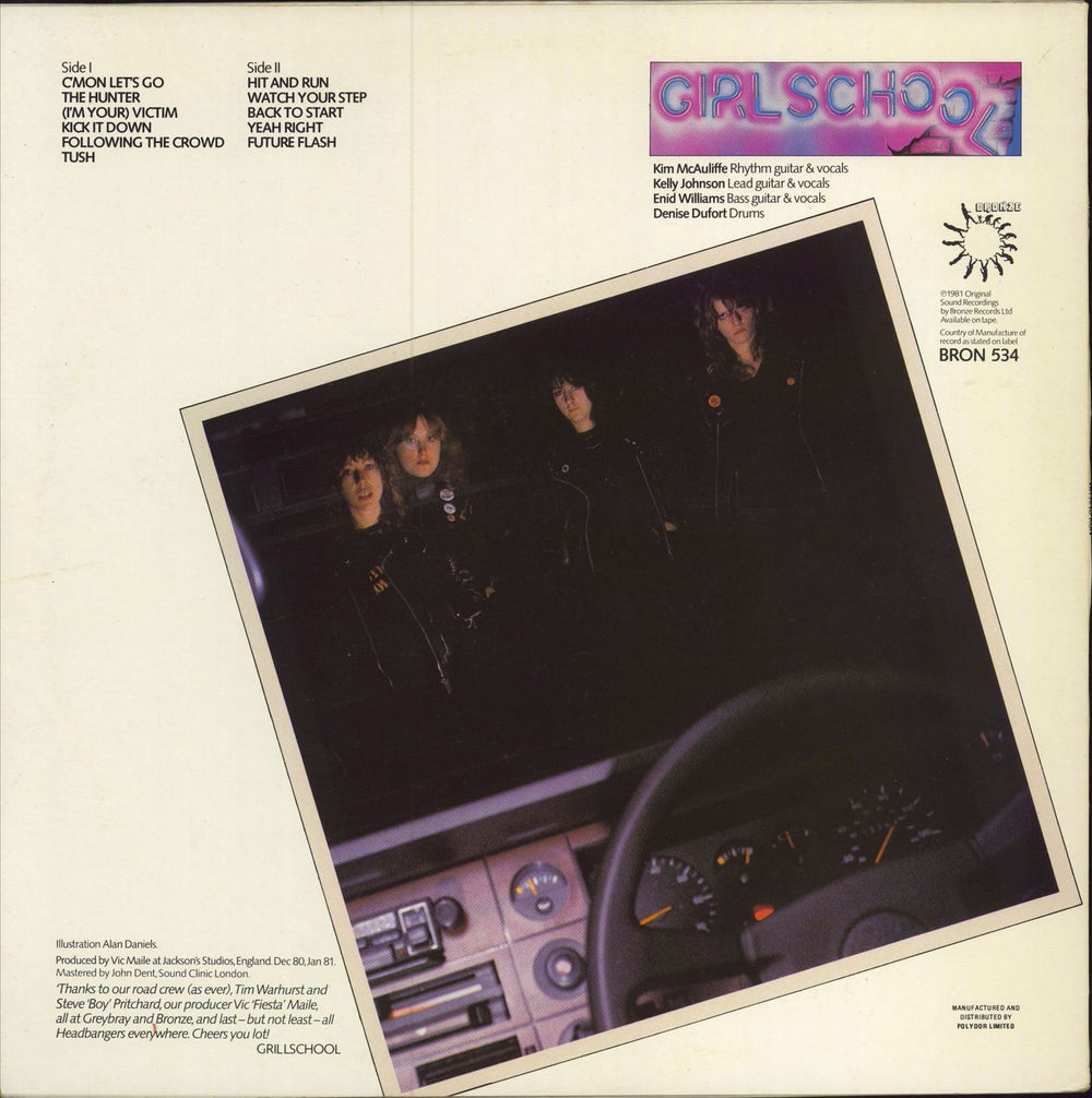 Girlschool Hit And Run - Red Vinyl - VG UK vinyl LP album (LP record)