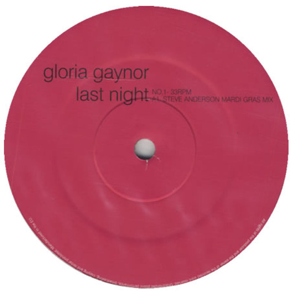 Gloria Gaynor Last Night UK Promo 12" vinyl single (12 inch record / Maxi-single) LAST1