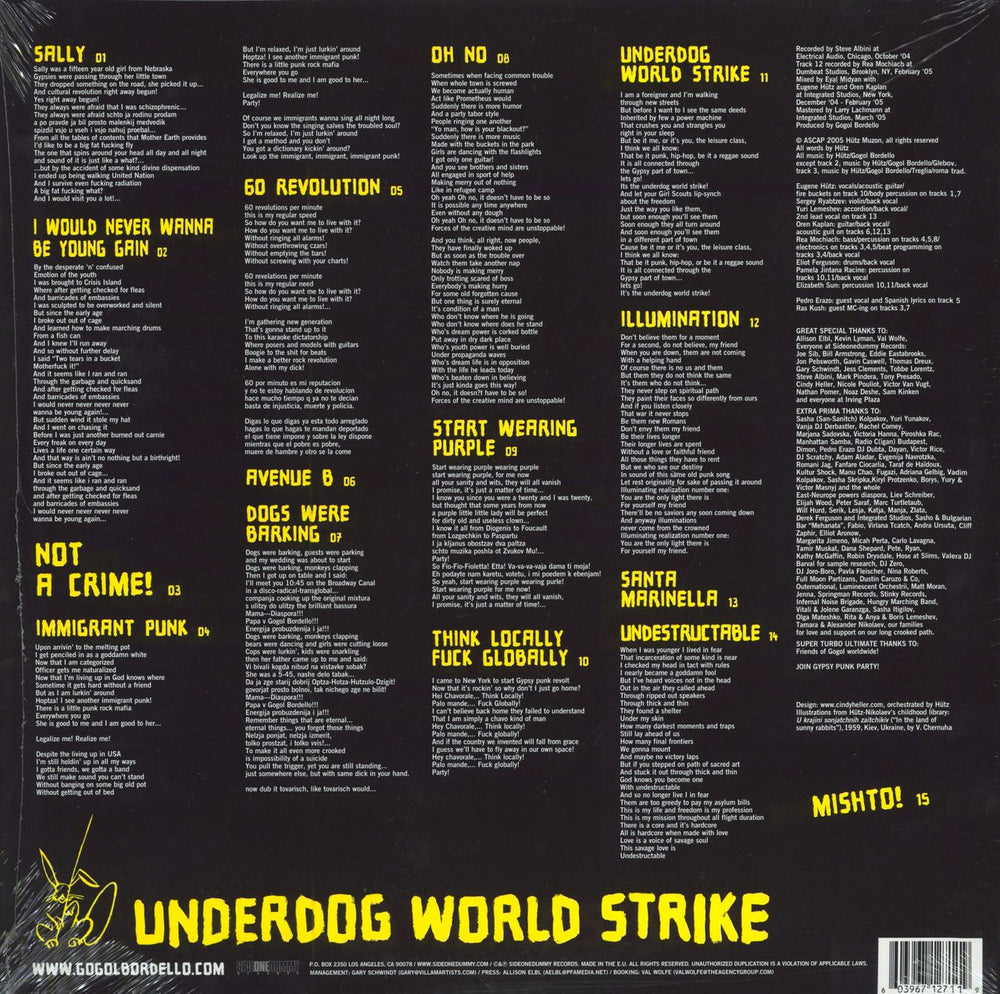 Gogol Bordello Gypsy Punks (Underdog World Strike) - 180gm Vinyl - Sealed US vinyl LP album (LP record) 603967127119