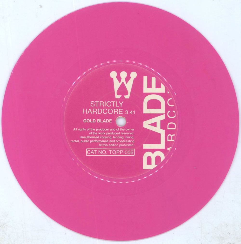 Gold Blade Strictly Hardcore - Pink UK 7" vinyl single (7 inch record / 45) GOB07ST808619