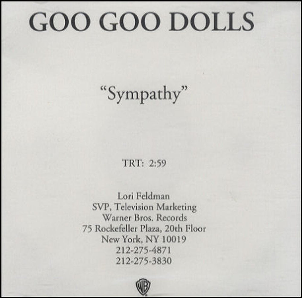 Goo Goo Dolls Sympathy US Promo CD-R acetate CD ACETATE
