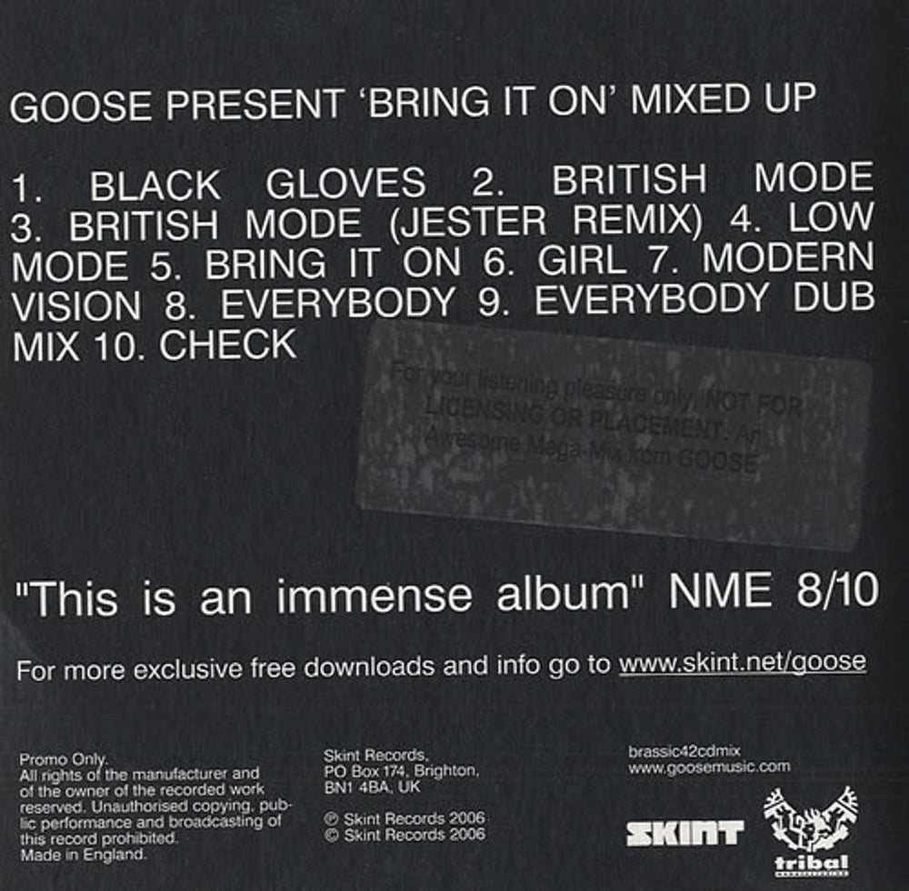 Goose Bring It On - Exclusive Mix UK Promo CD album (CDLP) GD7CDBR438565