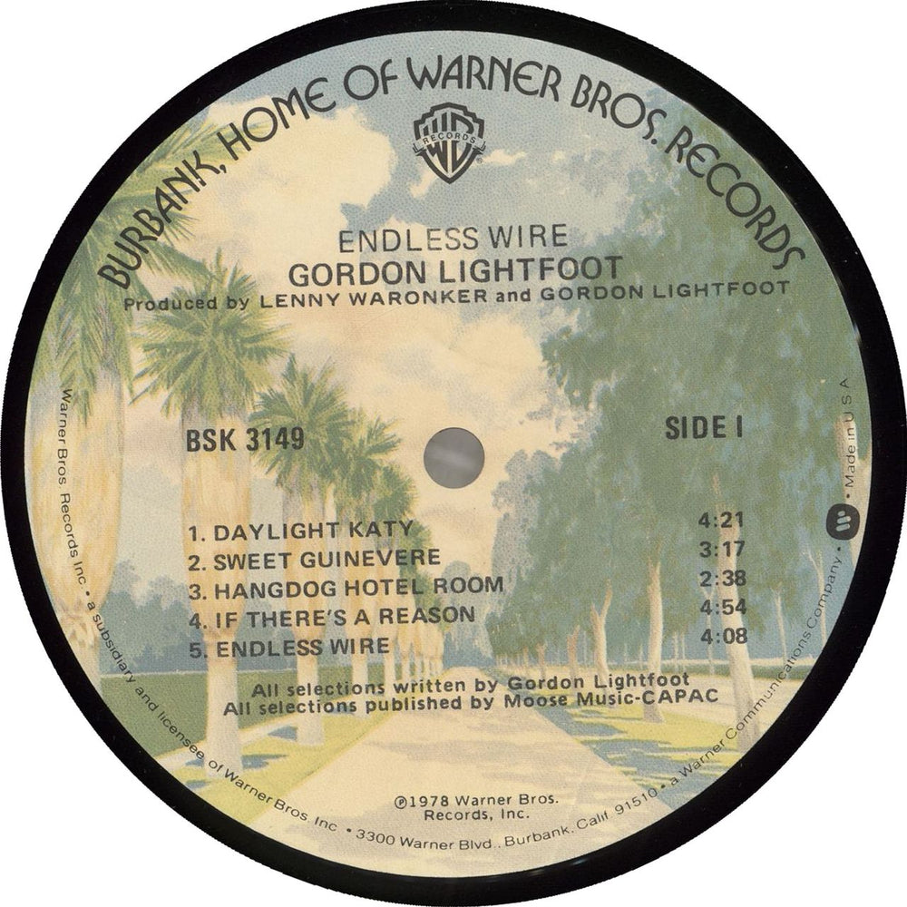 Gordon Lightfoot Endless Wire US vinyl LP album (LP record)