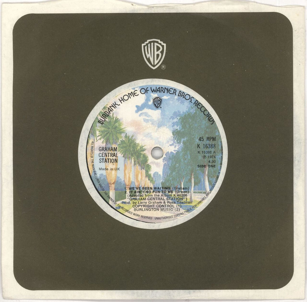 Graham Central Station We've Been Waiting UK 7" vinyl single (7 inch record / 45) K16388