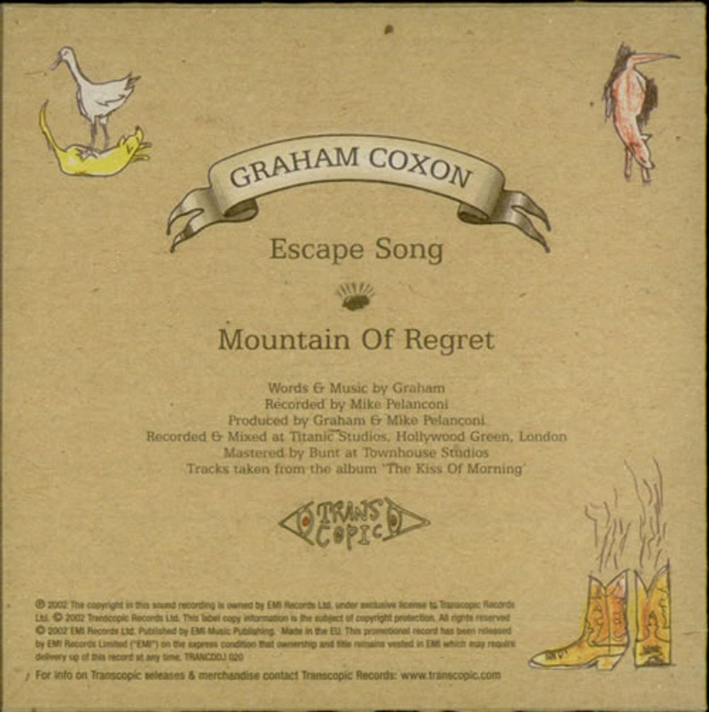 Graham Coxon Escape Song UK Promo CD single (CD5 / 5") GCXC5ES225304