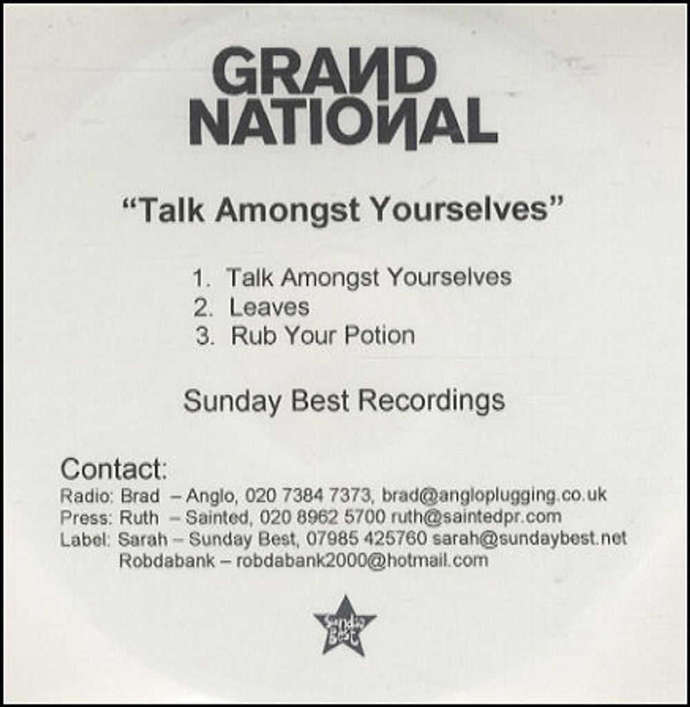 Grand National Talk Amongst Yourselves UK Promo CD-R acetate CD-R ACETATE