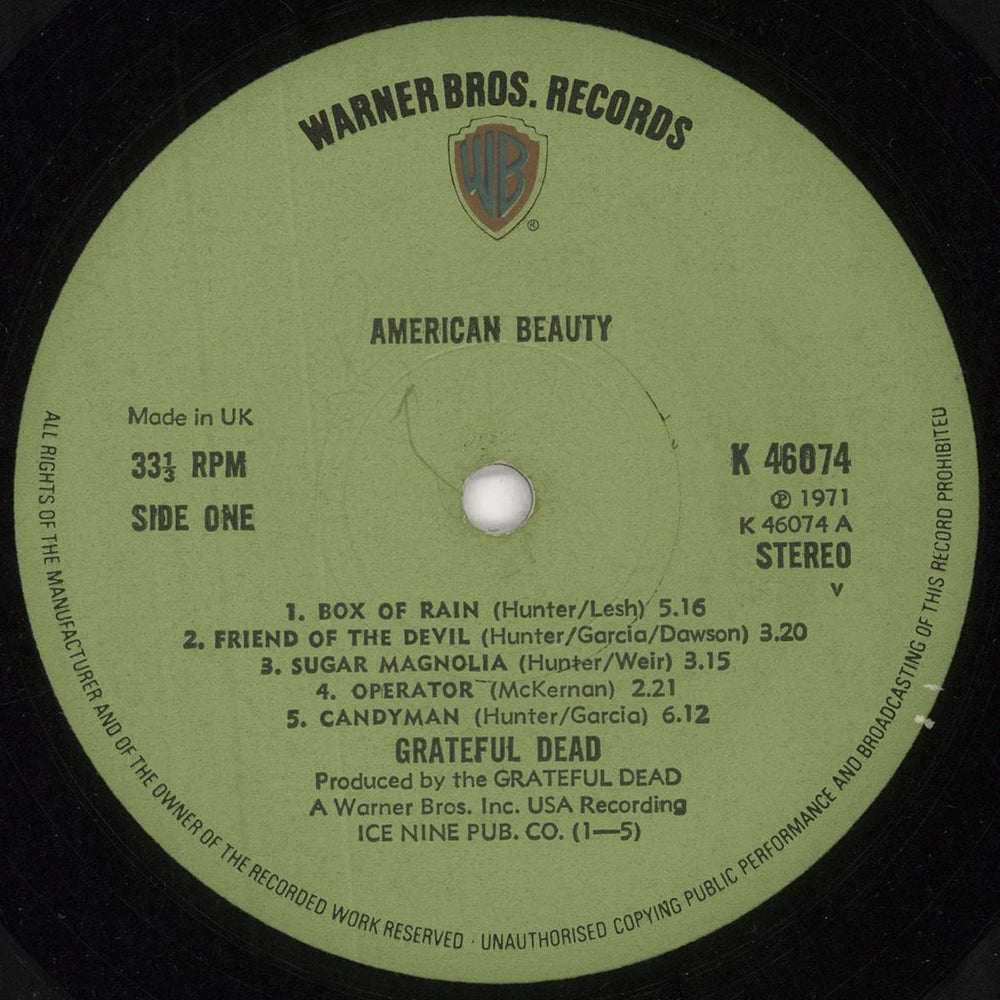 Grateful Dead American Beauty - 3rd - Green Label UK vinyl LP album (LP record) GRDLPAM745624