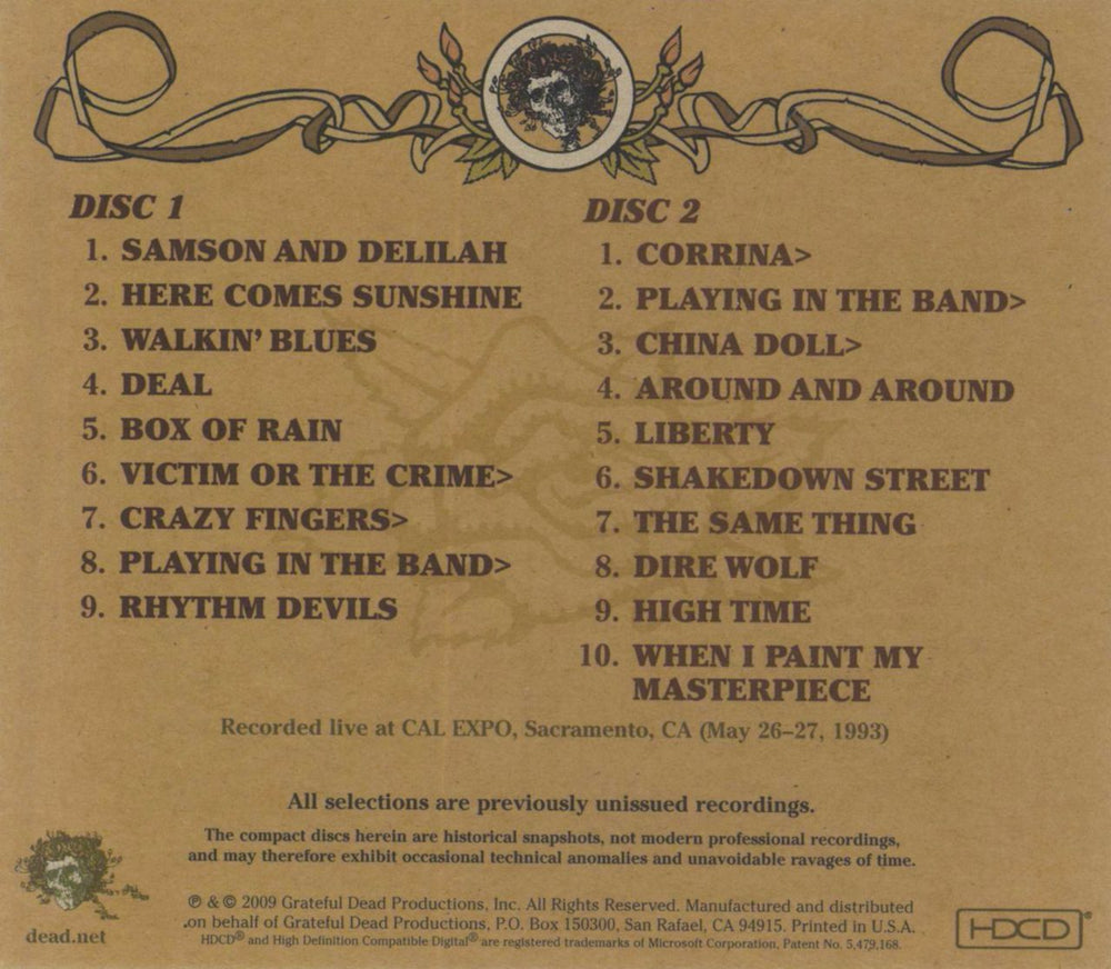 Grateful Dead Road Trips Vol. 2, No. 4: Cal Expo '93 + Bonus CD US 3-CD album set (Triple CD) GRD3CRO632363