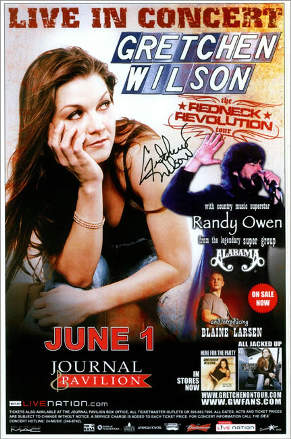 Gretchen Wilson Live In Concert - Autographed US Promo poster SIGNED POSTER