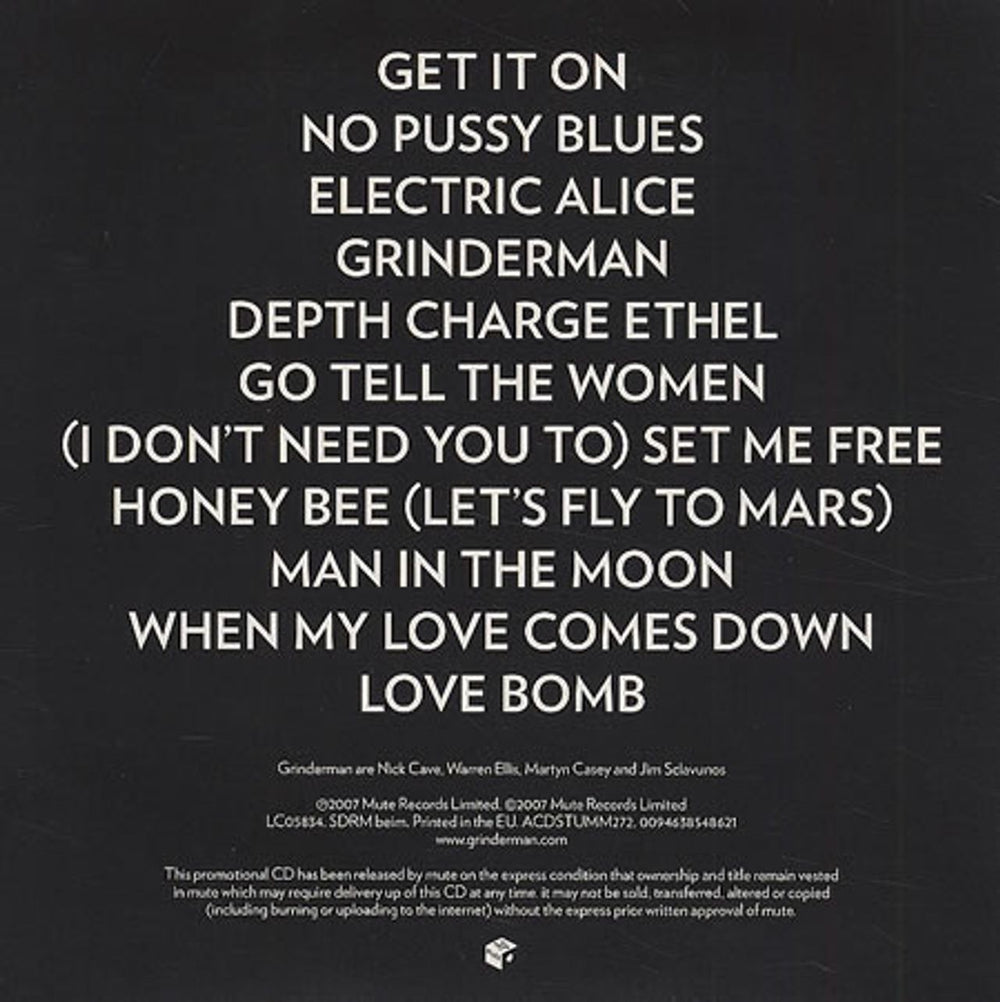 Grinderman Grindermann UK Promo CD album (CDLP) GIDCDGR423443