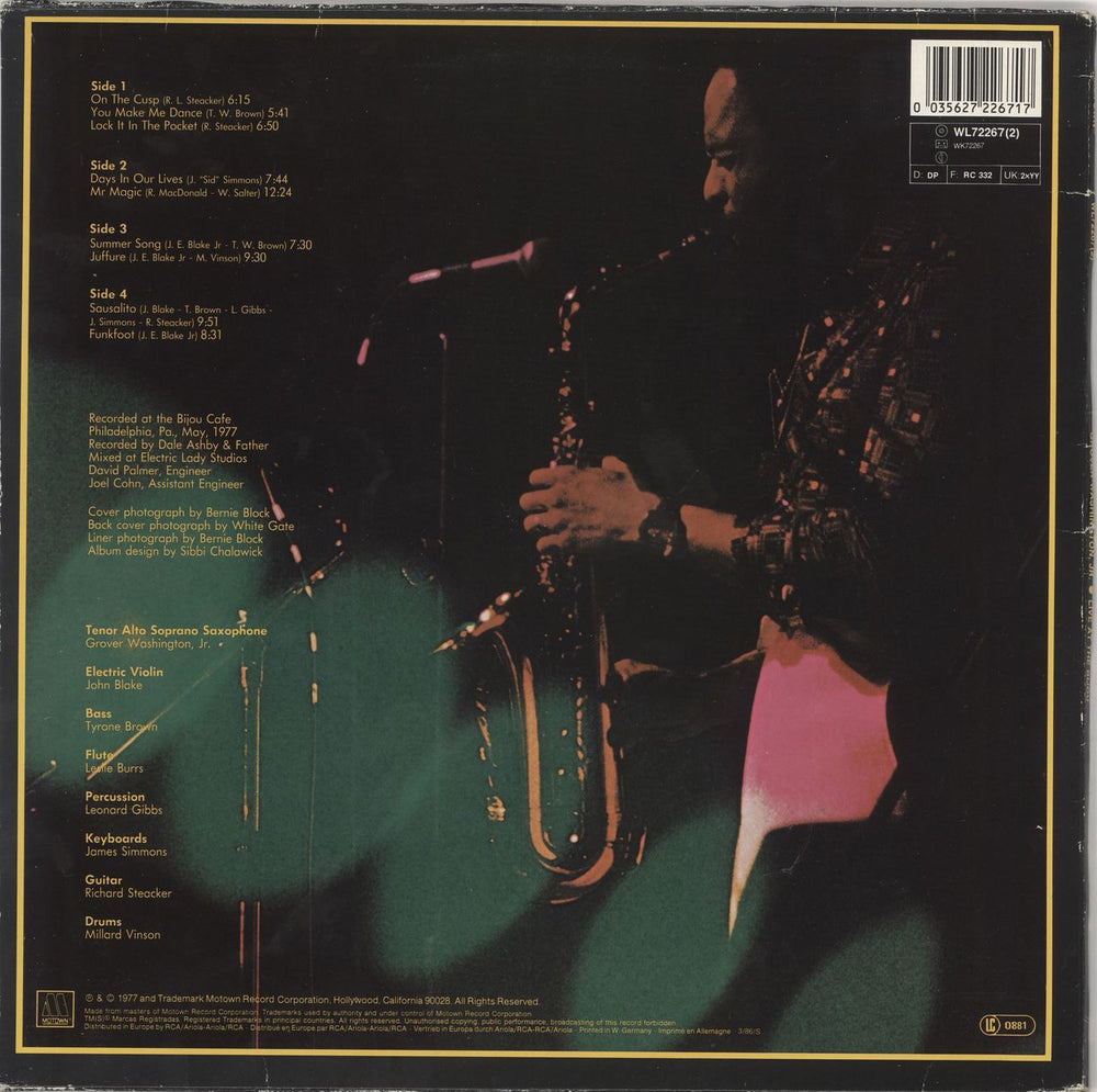 Grover Washington Live At The Bijou German 2-LP vinyl record set (Double LP Album) 035627226717