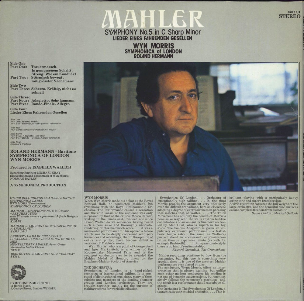 Gustav Mahler Symphony No.5 In C Sharp Minor / Lieder Eines Fahrenden Gesellen UK 2-LP vinyl record set (Double LP Album)