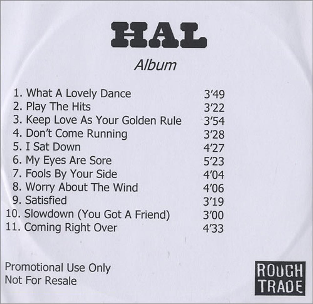 Hal Hal UK Promo CD-R acetate CD-R ACETATE