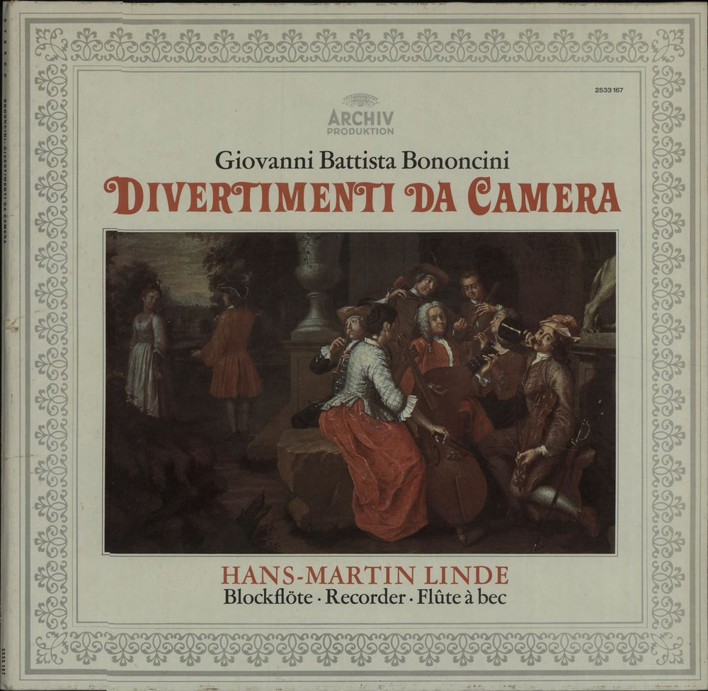 Hans-Martin Linde Giovanni Battista Bononcini: Divertimenti Da Camera UK vinyl LP album (LP record) 2533107