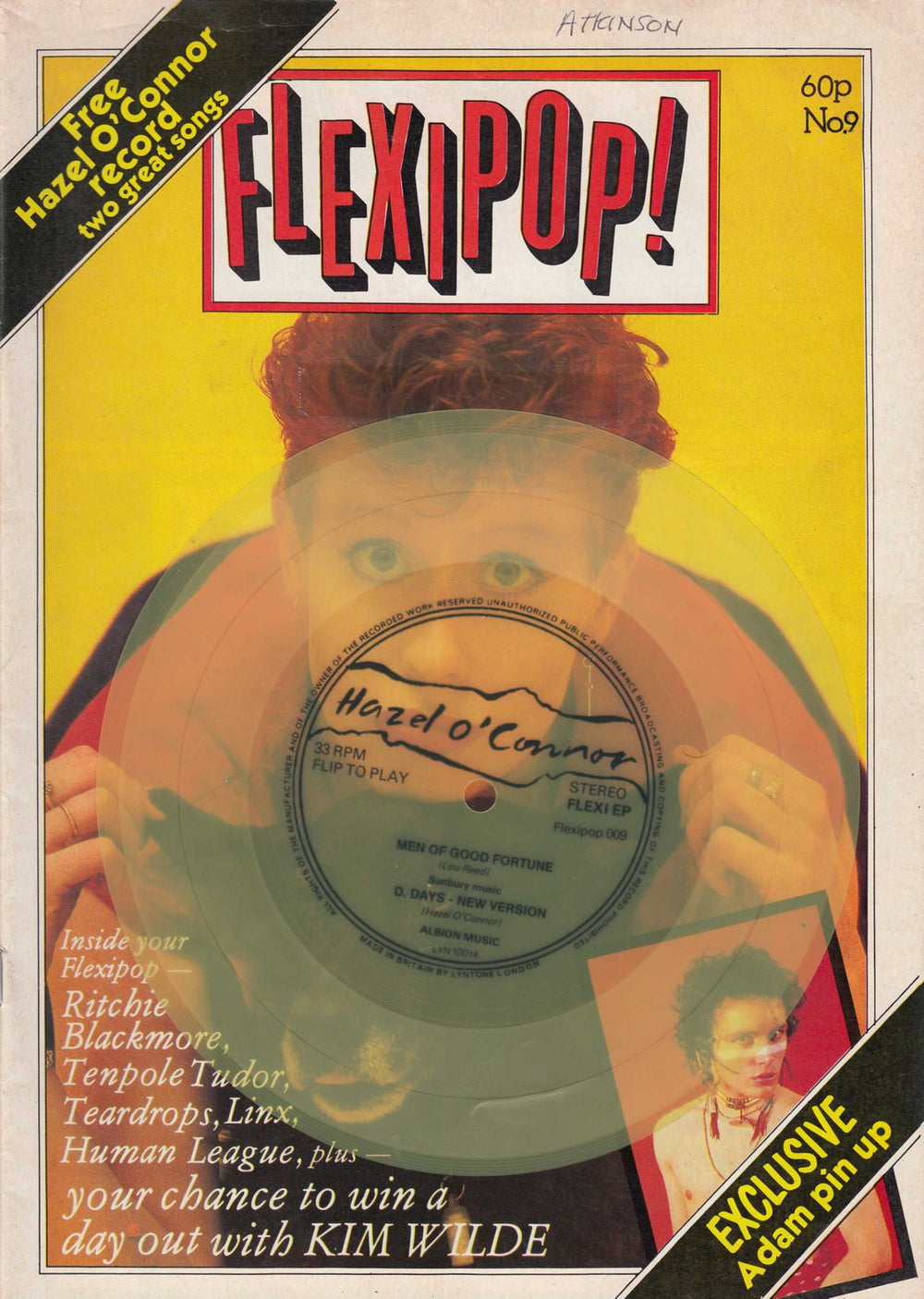 Hazel O'Connor Flexipop Magazine No. 9 + 7" Flexidisc UK magazine FLEXIPOP9