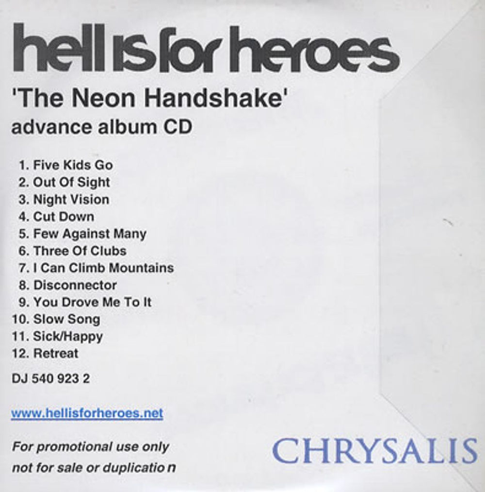 Hell Is For Heroes The Neon Handshake UK CD-R acetate CD-R ACETATE