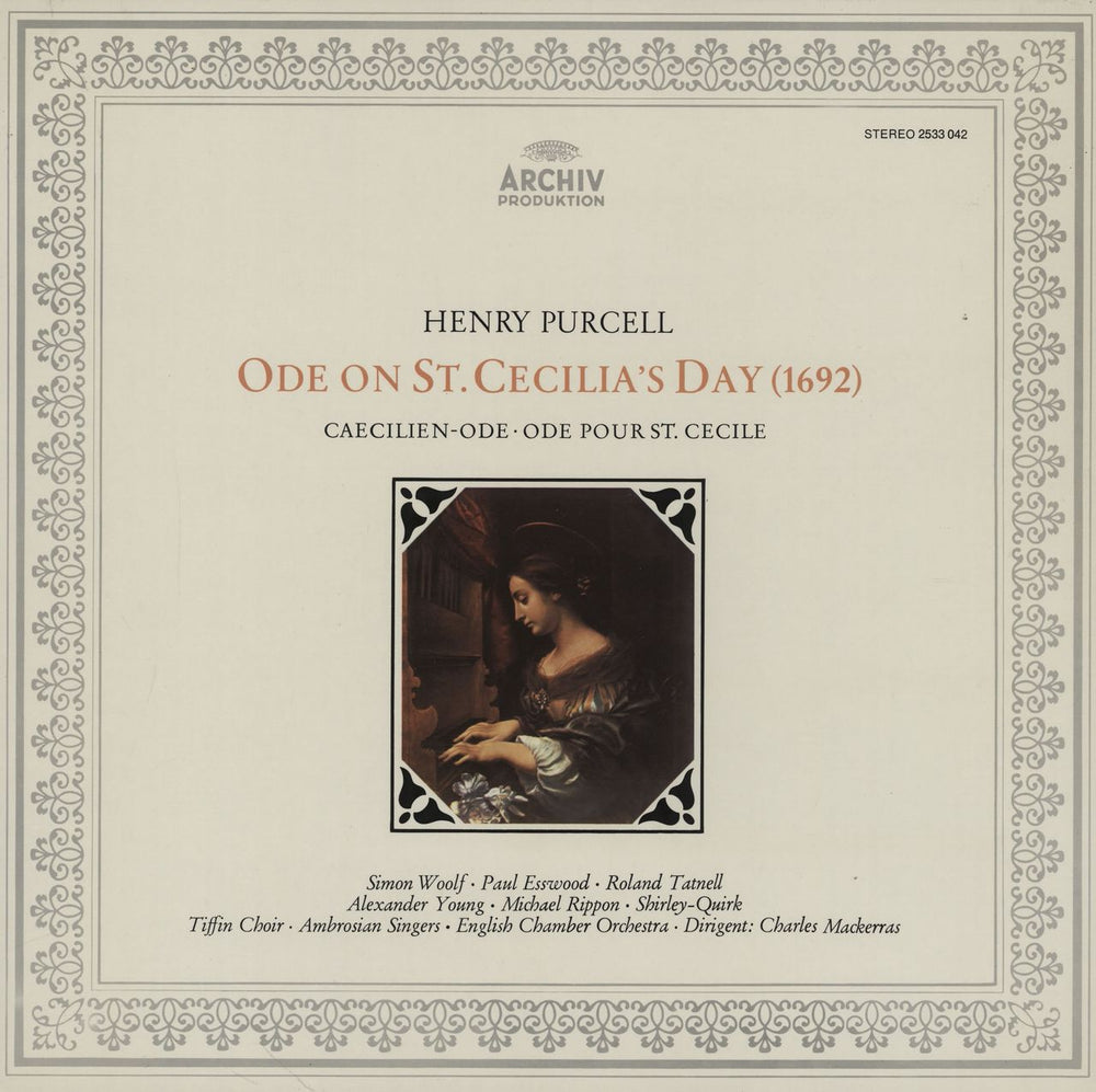 Henry Purcell Ode on St. Cecilia's Day German vinyl LP album (LP record) 2533042