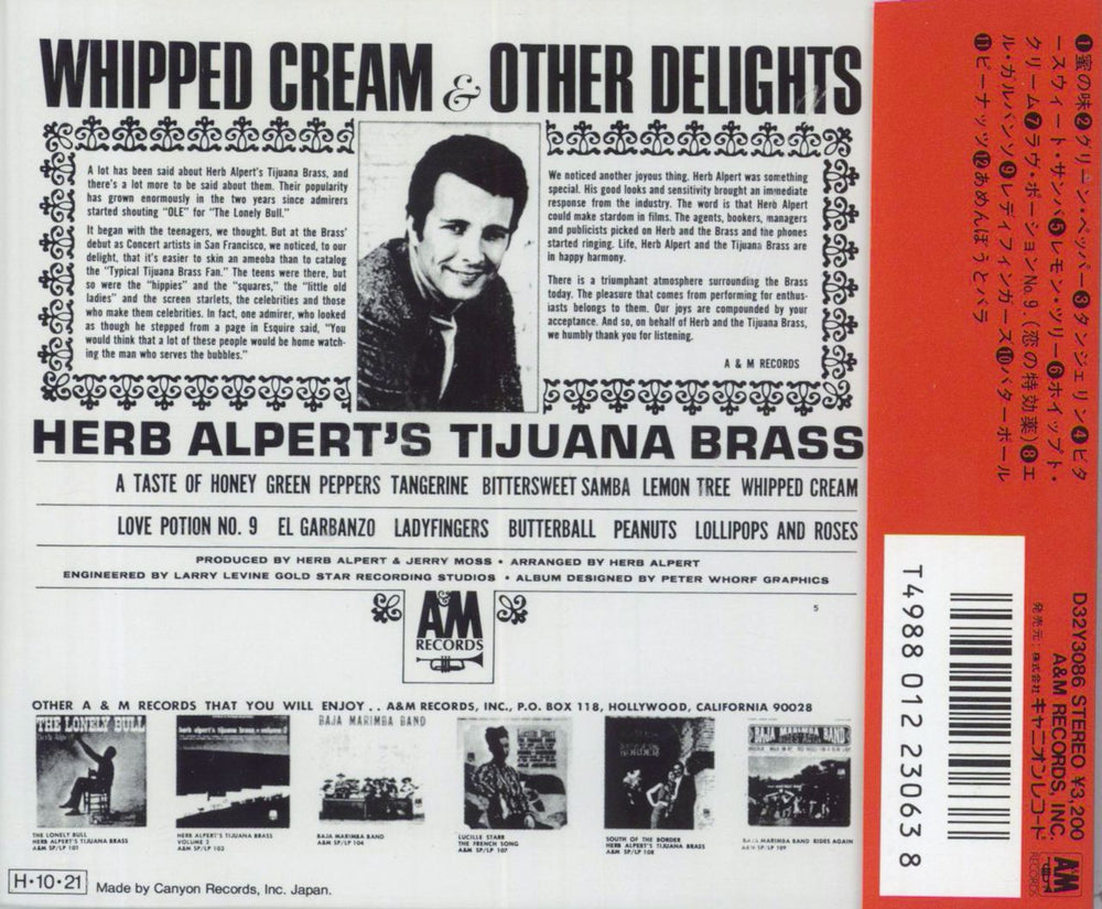 Herb Alpert Whipped Cream & Other Delights Japanese CD album (CDLP)