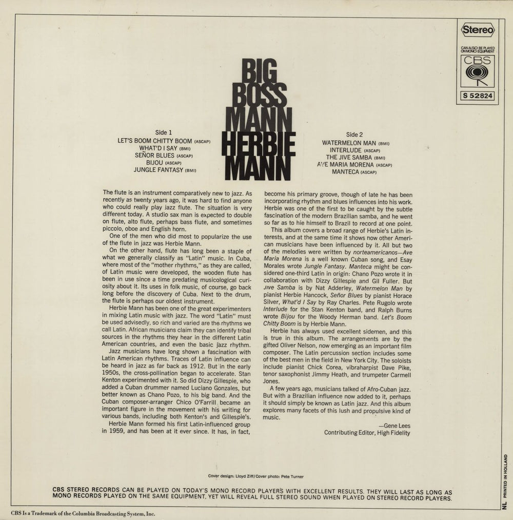 Herbie Mann Big Boss Mann Dutch vinyl LP album (LP record)