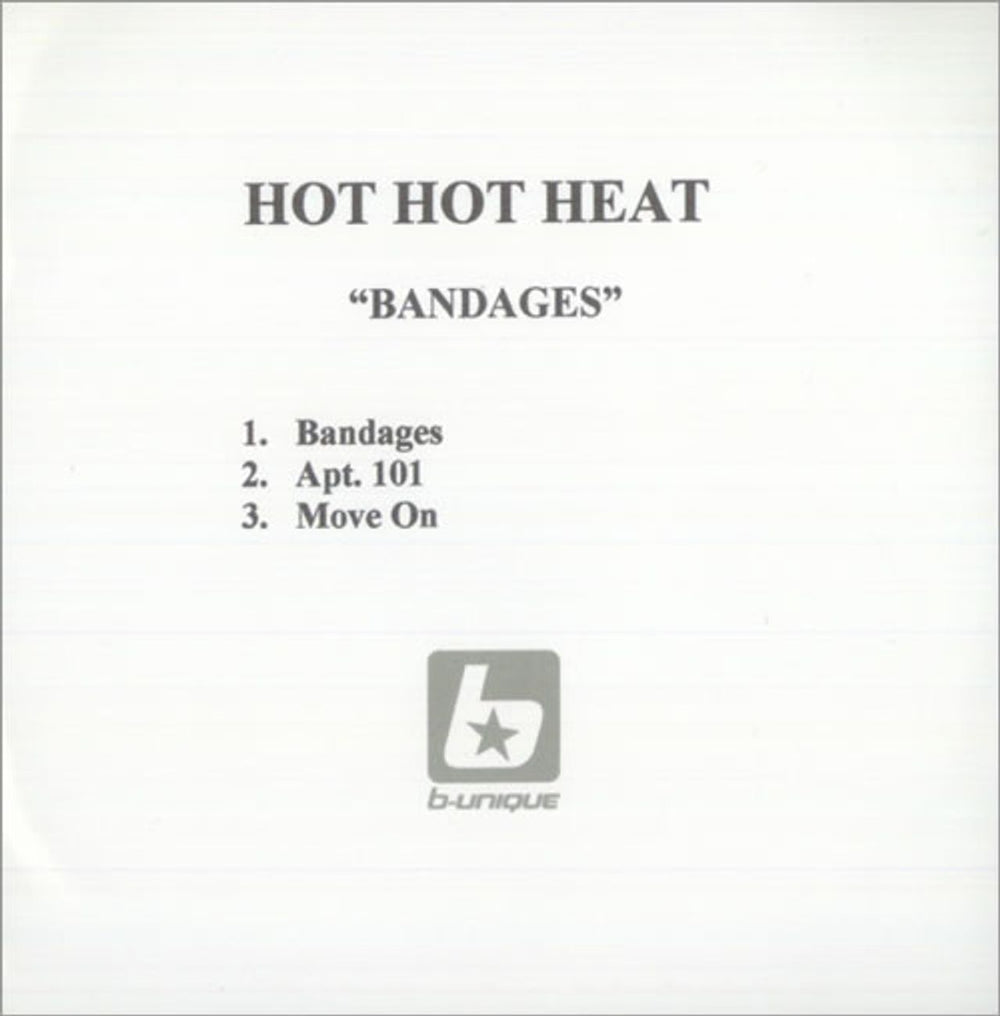 Hot Hot Heat Bandages UK Promo CD-R acetate CD-R ACETATE