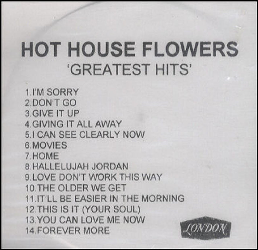 Hothouse Flowers Greatest Hits UK Promo CD-R acetate CD ACETATE