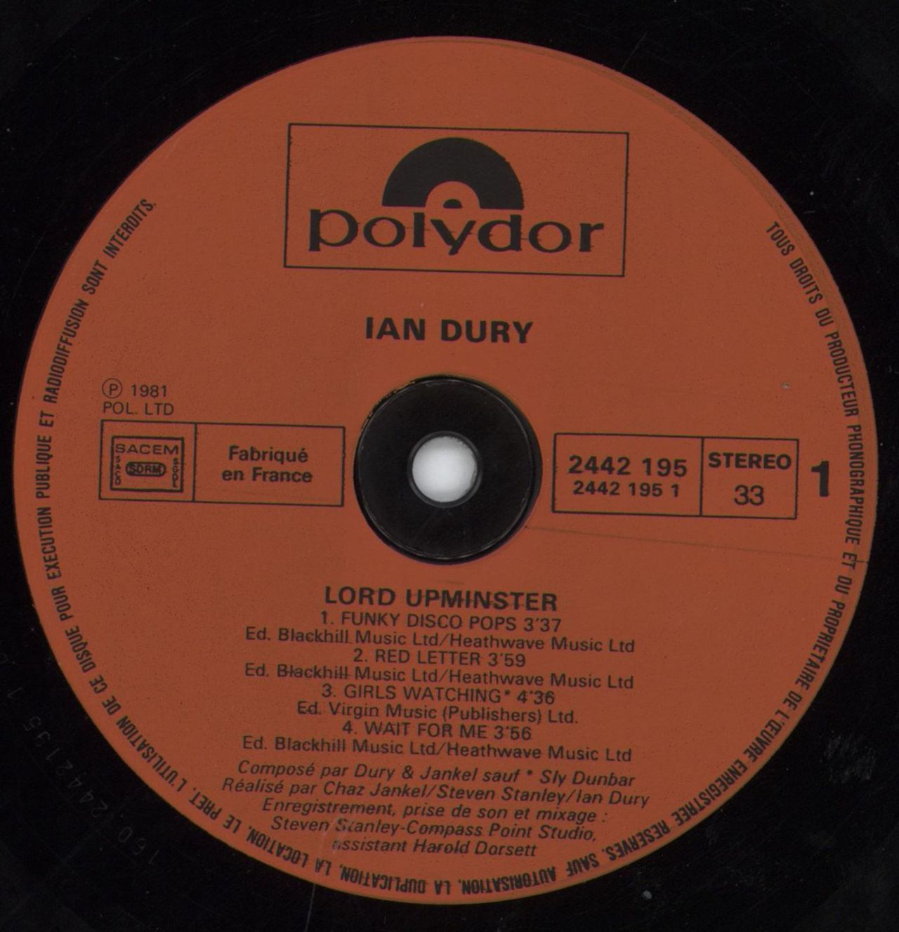 Email Bestudeer Riskeren Ian Dury Lord Upminster French Vinyl LP — RareVinyl.com