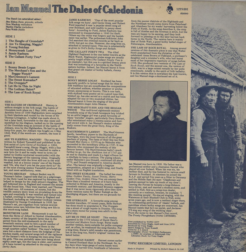 Ian Manuel The Dales Of Caledonia UK vinyl LP album (LP record)