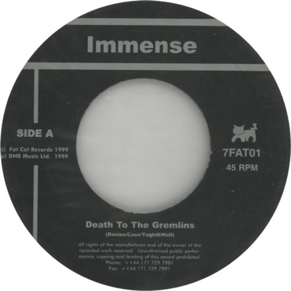 Immense Death To The Gremlins UK 7" vinyl single (7 inch record / 45) 7FAT01