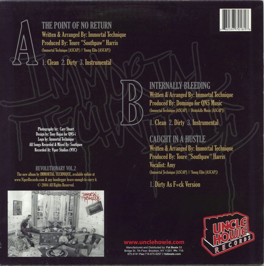 Immortal Technique The Point Of No Return US 12" vinyl single (12 inch record / Maxi-single)