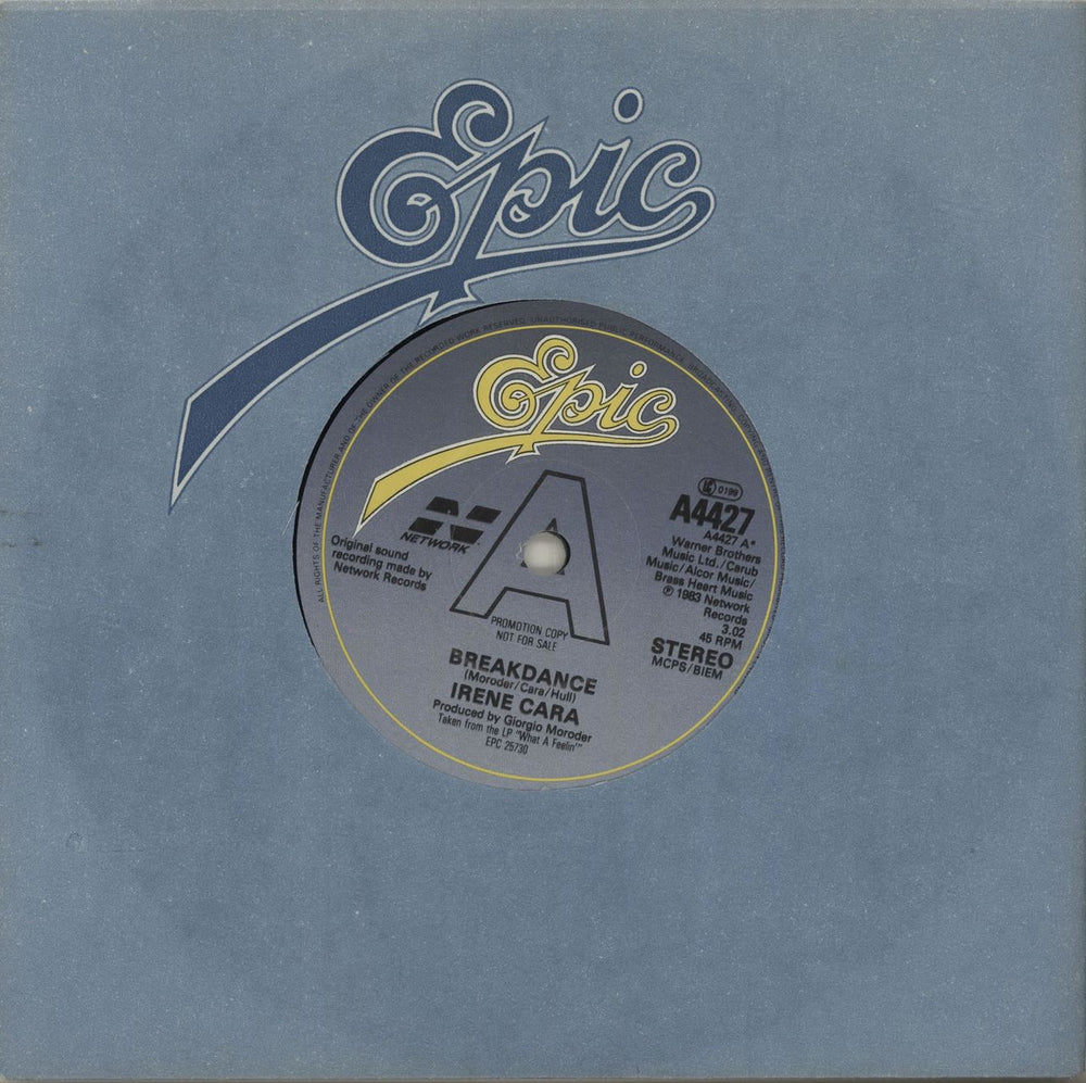 Irene Cara Breakdance UK Promo 7" vinyl single (7 inch record / 45) A4427