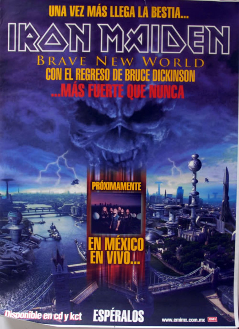 Iron Maiden Brave New World - Más Fuerte Que Nunca Mexican Promo poster 27 X 37.5