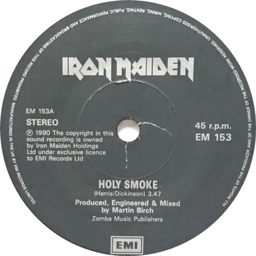 Iron Maiden Holy Smoke - 1st UK 7" vinyl single (7 inch record / 45) IRO07HO630529