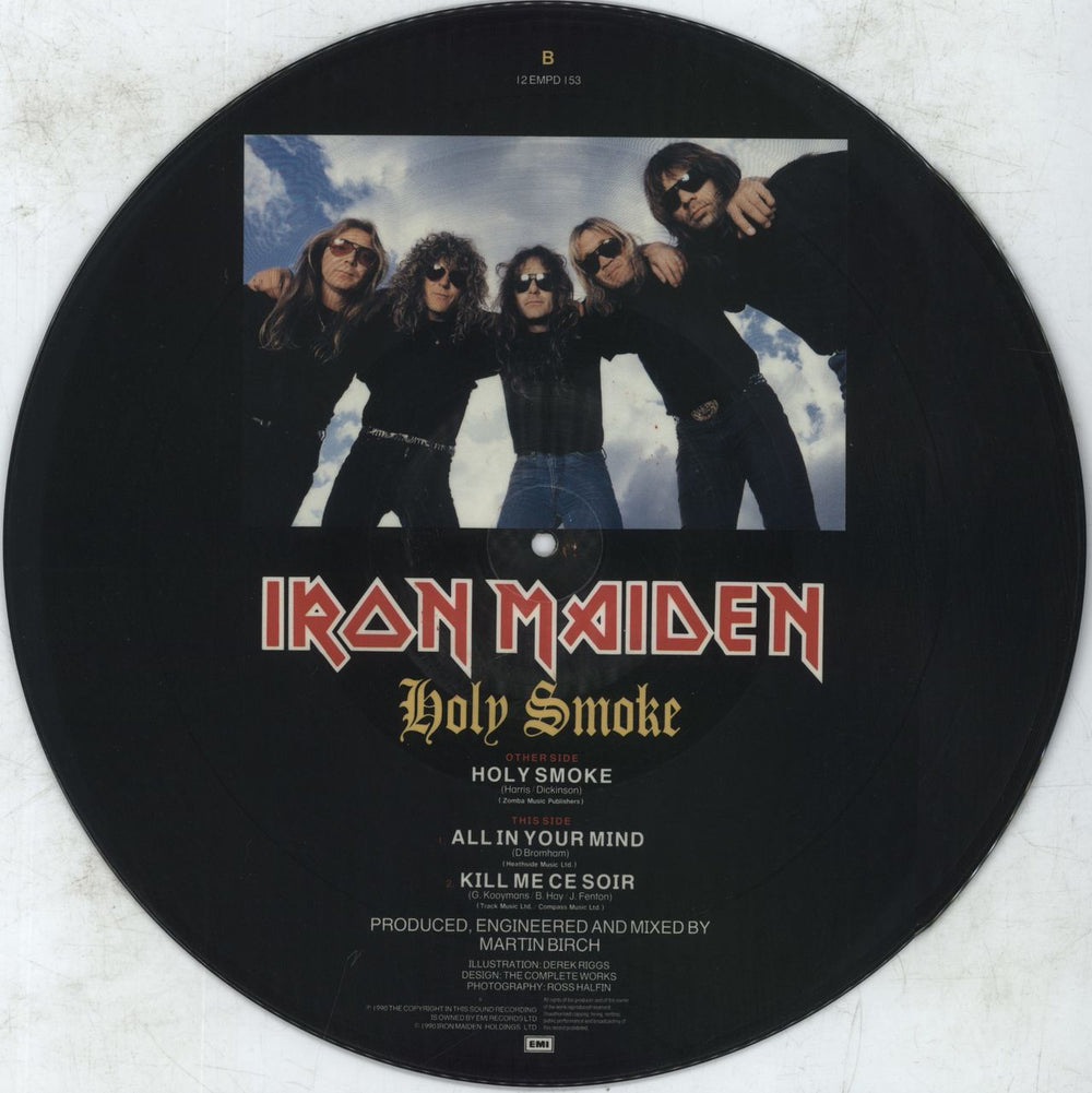 Iron Maiden Holy Smoke + Insert - VG UK 12" vinyl picture disc (12 inch picture record) IRO2PHO815982