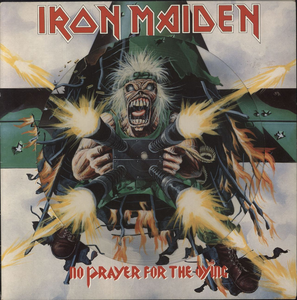 Iron Maiden No Prayer For The Dying - die-cut p/s - VG UK picture disc LP (vinyl picture disc album) EMDPD1017