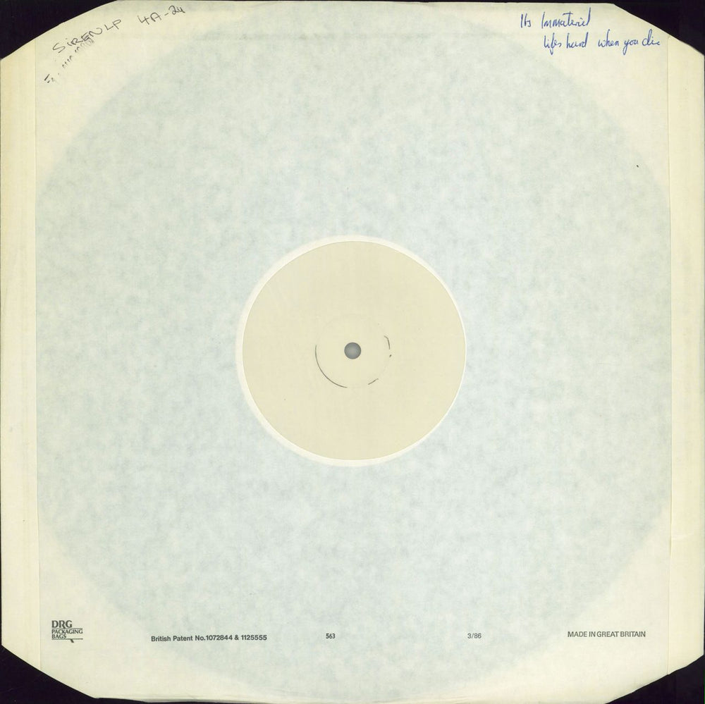 It's Immaterial Life's Hard And Then You Die - Test Pressing UK vinyl LP album (LP record) SIRENLP4