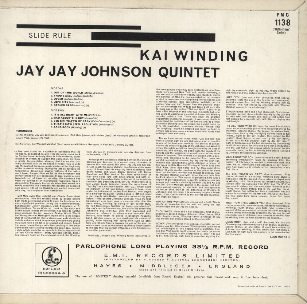 J.J. Johnson & Kai Winding Slide Rule UK vinyl LP album (LP record)