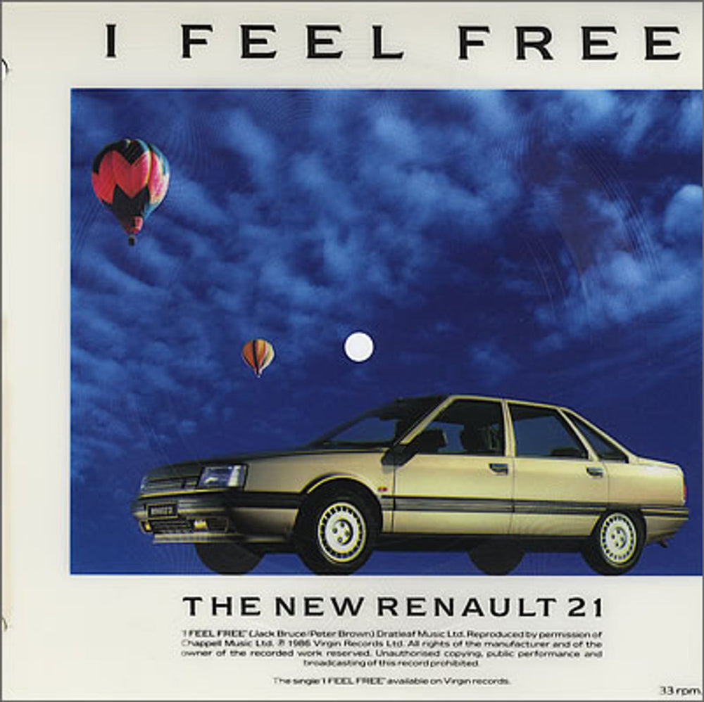 Jack Bruce I Feel Free - Renault 21 Flexi Disc UK 7" vinyl single (7 inch record / 45) FLEXI