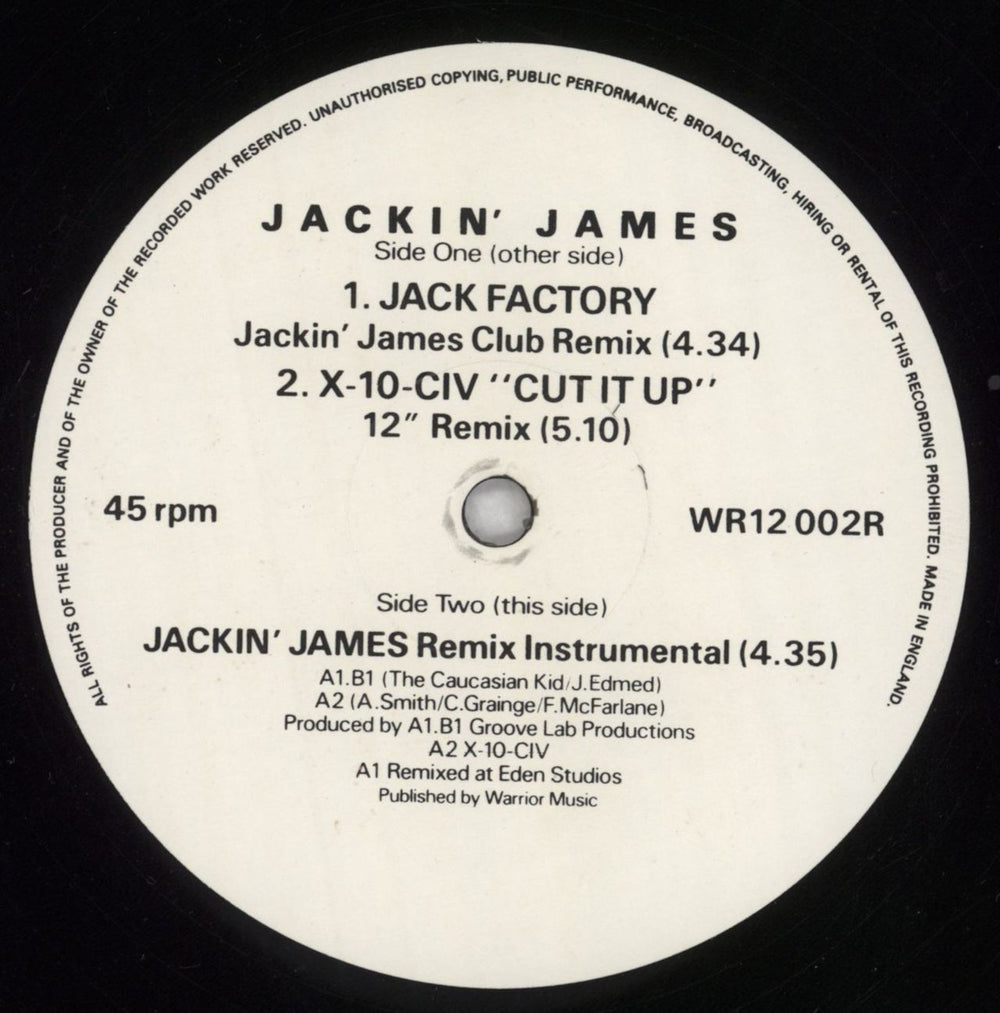 Jack Factory Jackin' James / Cut It Up (Remixes) UK 12" vinyl single (12 inch record / Maxi-single) 5BK12JA826952