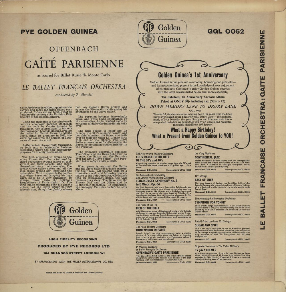 Jacques Offenbach Gaîté Parisienne UK vinyl LP album (LP record)