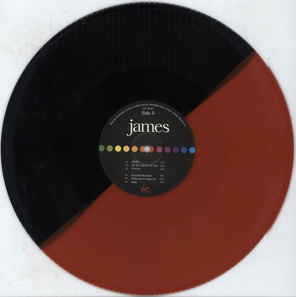 James All The Colours Of You - Red & Black Split Vinyl UK 2-LP vinyl record set (Double LP Album) JMS2LAL797944