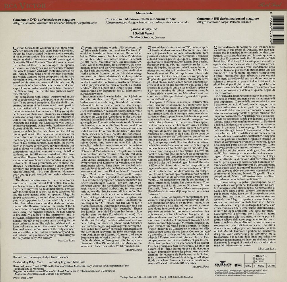 James Galway Mercadante: Concertos For Flute And Orchestra German vinyl LP album (LP record) 035628770318