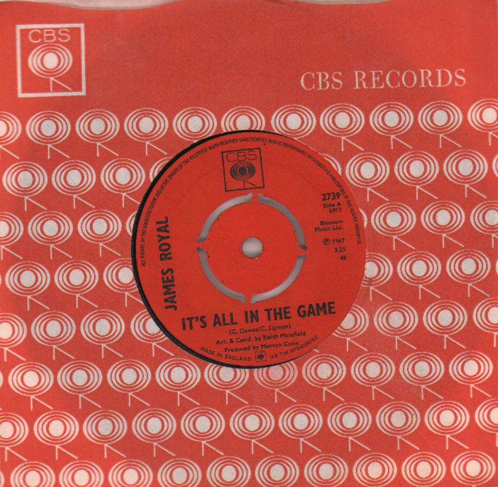 James Royal It's All In The Game UK 7" vinyl single (7 inch record / 45) 2739