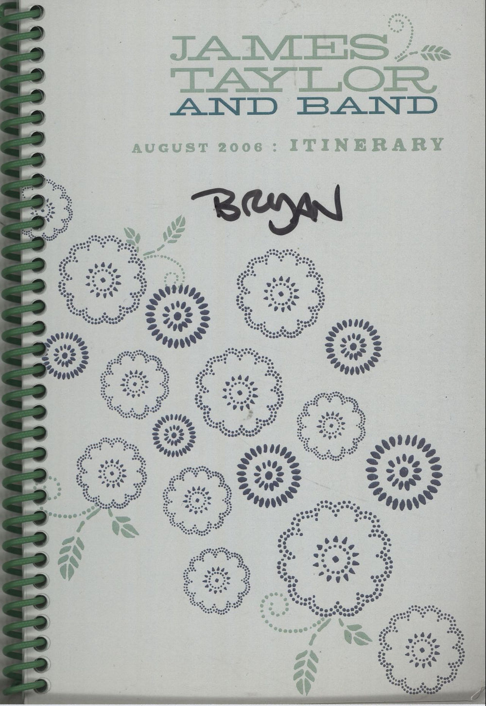 James Taylor August 2006 US Itinerary TOUR ITINERARY